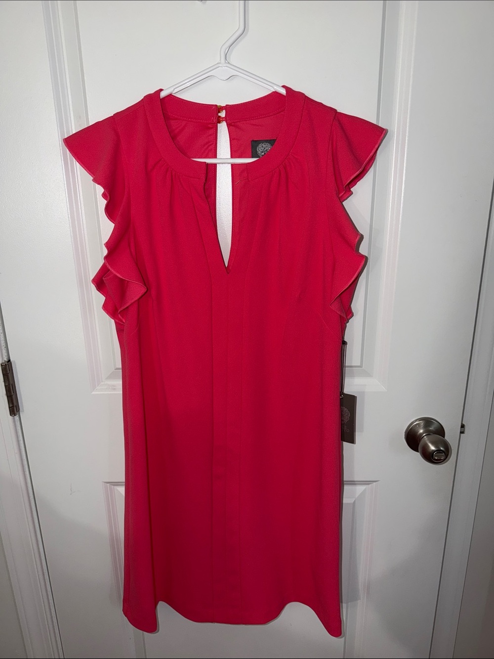 Vince Camuto Bright Pink Ruffle Sleeve Shift Dress